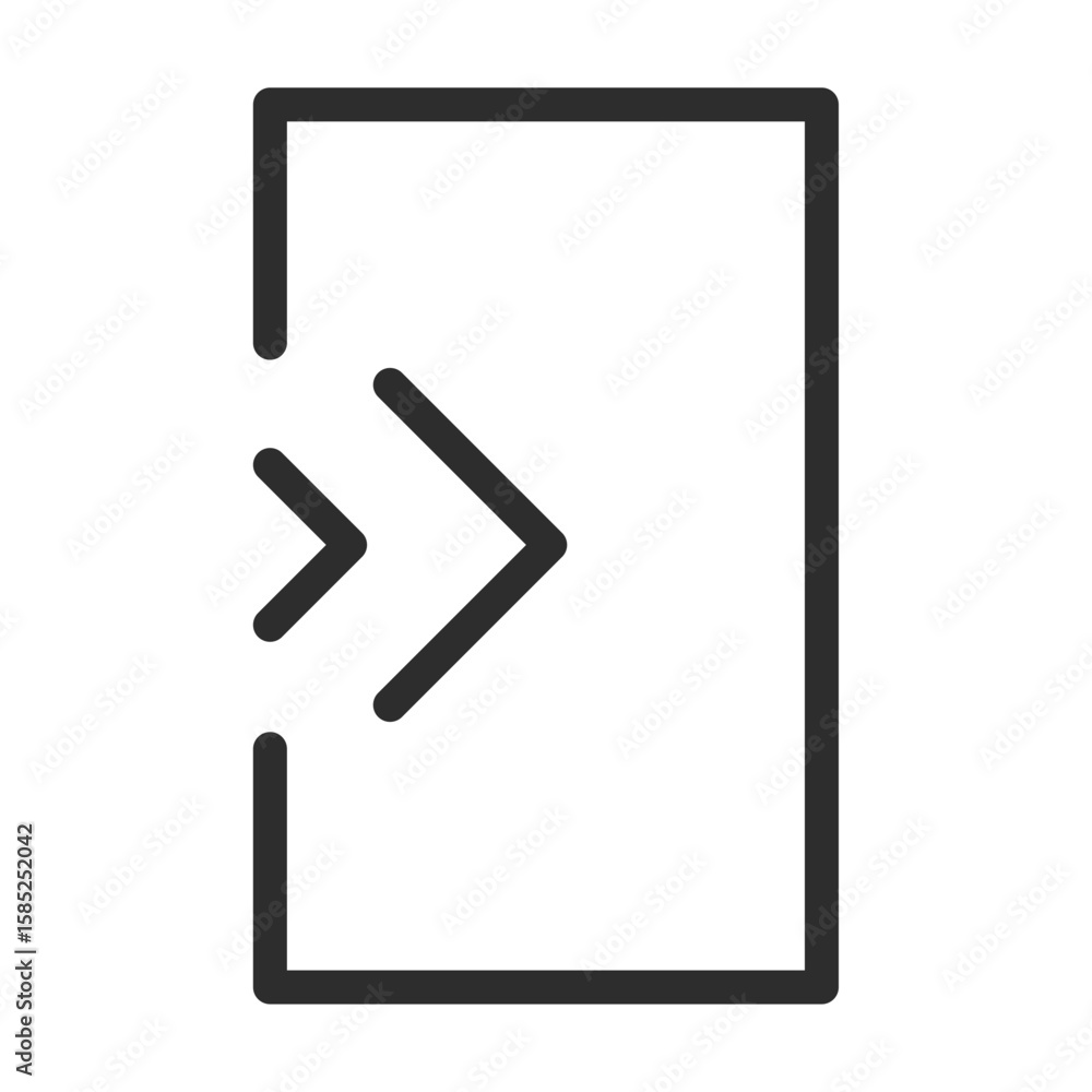 Poster log out icon with exit arrow graphic and document symbol for website interface and app navigation