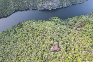 Religious Building Surrounded by Nature Seen from Above