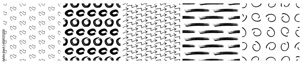 Aufkleber set of seamless patterns with scribble smears