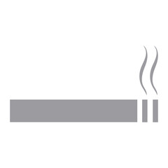 Silver Cigarette Smoking Icon on Transparent Background