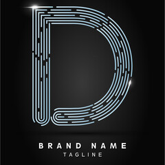 D Letter Logo concept Linear style. Creative Minimal Monochrome Monogram emblem design template. Graphic Alphabet Symbol for Luxury Fashion Corporate Business Identity. Elegant Vector element