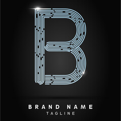 B Letter Logo concept Linear style. Creative Minimal Monochrome Monogram emblem design template. Graphic Alphabet Symbol for Luxury Fashion Corporate Business Identity. Elegant Vector element