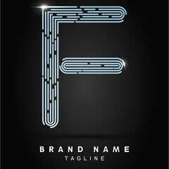 F Letter Logo concept Linear style. Creative Minimal Monochrome Monogram emblem design template. Graphic Alphabet Symbol for Luxury Fashion Corporate Business Identity. Elegant Vector element