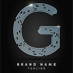 G Letter Logo concept Linear style. Creative Minimal Monochrome Monogram emblem design template. Graphic Alphabet Symbol for Luxury Fashion Corporate Business Identity. Elegant Vector element