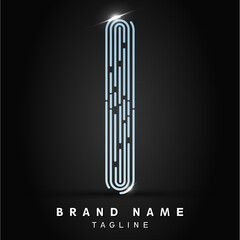I Letter Logo concept Linear style. Creative Minimal Monochrome Monogram emblem design template. Graphic Alphabet Symbol for Luxury Fashion Corporate Business Identity. Elegant Vector element