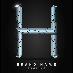 H Letter Logo concept Linear style. Creative Minimal Monochrome Monogram emblem design template. Graphic Alphabet Symbol for Luxury Fashion Corporate Business Identity. Elegant Vector element