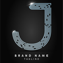 J Letter Logo concept Linear style. Creative Minimal Monochrome Monogram emblem design template. Graphic Alphabet Symbol for Luxury Fashion Corporate Business Identity. Elegant Vector element