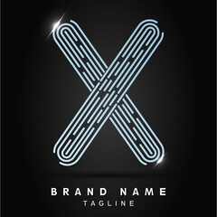 X Letter Logo concept Linear style. Creative Minimal Monochrome Monogram emblem design template. Graphic Alphabet Symbol for Luxury Fashion Corporate Business Identity. Elegant Vector element