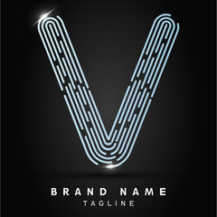 V Letter Logo concept Linear style. Creative Minimal Monochrome Monogram emblem design template. Graphic Alphabet Symbol for Luxury Fashion Corporate Business Identity. Elegant Vector element