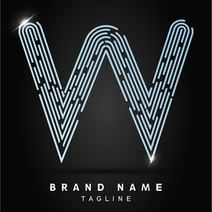 W Letter Logo concept Linear style. Creative Minimal Monochrome Monogram emblem design template. Graphic Alphabet Symbol for Luxury Fashion Corporate Business Identity. Elegant Vector element