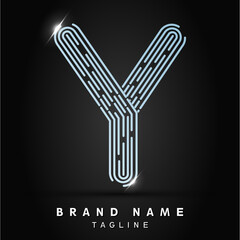 Y Letter Logo concept Linear style. Creative Minimal Monochrome Monogram emblem design template. Graphic Alphabet Symbol for Luxury Fashion Corporate Business Identity. Elegant Vector element
