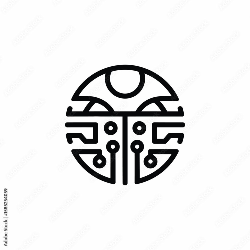 Poster abstract technology circuit board design in circular shape on white
