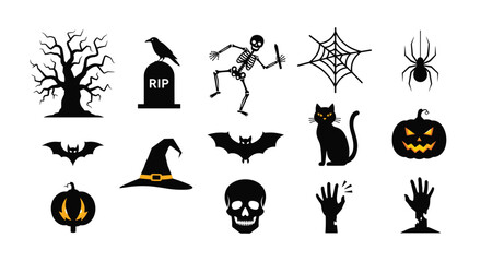 Spooky halloween icons for your spooktacular holiday decorations and celebrations