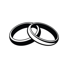 Intertwined Wedding Rings in Black and White Vector Illustration
