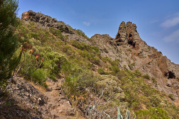 Mountain trail around volcanic peak