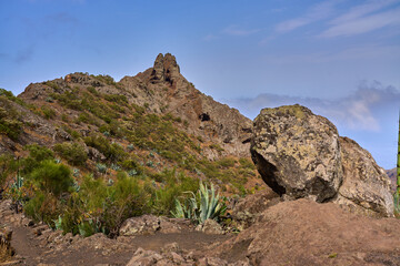 Mountain trail around volcanic peak
