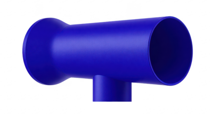 Blue plastic tee fitting, wide tube