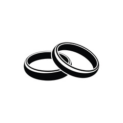 Two Intertwined Wedding Rings in Black and White Illustration