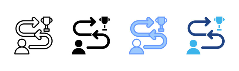 Success Roadmap icon set multiple style collection