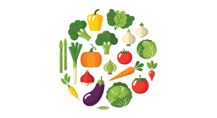 Fresh healthy vegetables arranged in a circle for a vibrant balanced diet meal plan