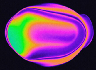 Aura gradient style illustration with a soft, organic oval form. Bright neon colors—purple,...
