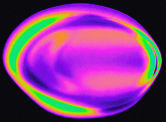 Aura gradient style illustration with a soft, organic oval form. Bright neon colors—purple, green, yellow, and orange—blend smoothly on a dark black background, creating a glowing and modern effect.