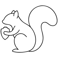 Black silhouette design of a squirrel holding a nut for graphic illustration
