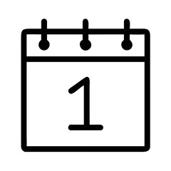 Black silhouette of calendar page displaying january 1st with transparent background