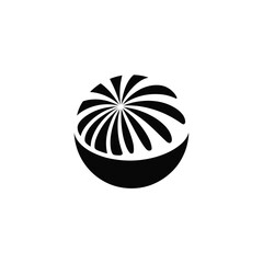 Abstract Black and White Circular Design with Curved Lines
