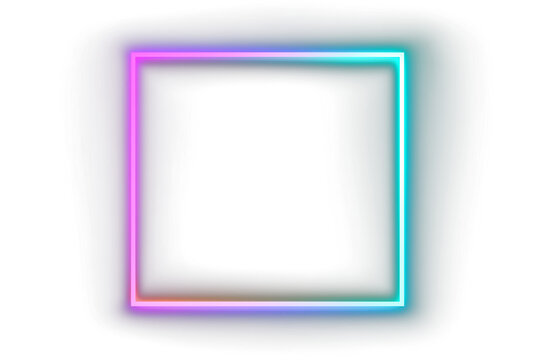 Neon glowing colorful gradient frame on black background,Glowing neon light. Neon frame with rounded corners. 