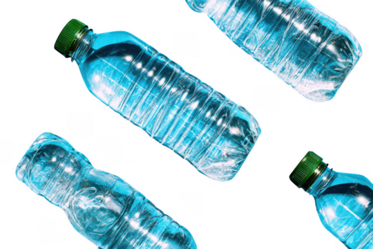 Plastic water bottles, light teal
