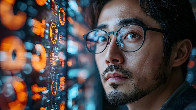 Asian businessman analyzing digital currency investments - Powered by Adobe