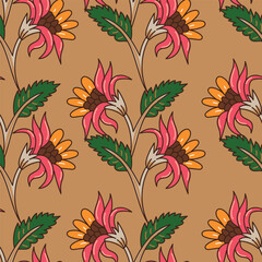 Hand drawn colourful florals Seamless pattern. Abstract Florals pattern. Colourful background. Designed for paper, cover, fabric, decor, wall paper and etc.