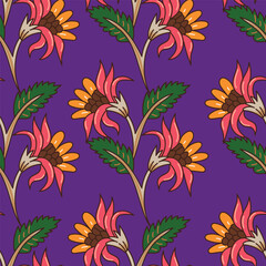 Hand drawn colourful florals Seamless pattern. Abstract Florals pattern. Colourful background. Designed for paper, cover, fabric, decor, wall paper and etc.
