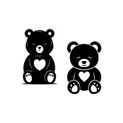 Obraz premium animal black art teddy cute teddy graphic illustration design