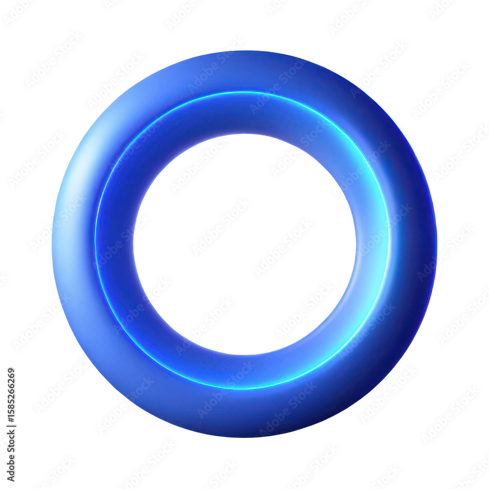 Poster a luminous blue ring with a glowing inner edge against a transparent background in a digital renderi