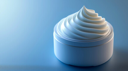 Cream jar with whipped texture on a clean surface, perfect for skincare or beauty applications and product showcasing