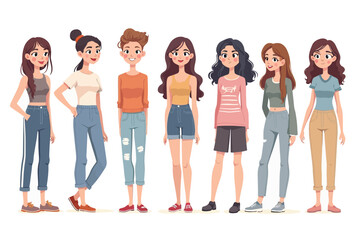 Fototapeta premium Diverse Group of Women Standing in Casual Fashion Styles