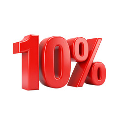 A bold red 10 isolated on transparent background, symbolizing a discount or special offer