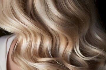 Fototapeta premium long blond healthy hair with slight curls, hair advertisement, feminine, HD wallpaper Hair salon, hair treatment 