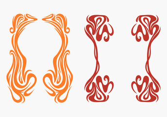 Art nouveau retro style frame border set background vector art decorative poster element editable
