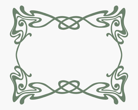 Art nouveau retro style frame border background vector art decorative poster element editable