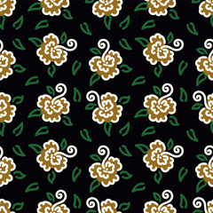 Cute vector floral seamless pattern. Colorful flowers background. Trendy repeat texture for fashion print, wallpaper or fabric