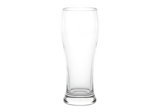 A clear pilsner beer glass isolated on a transparent background