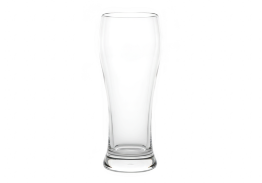 A clear pilsner beer glass isolated on a transparent background
