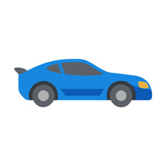 Colored vector icon of a blue sports car. Isolated on a transparent background
