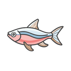 Obraz premium Illustration of colorful tetra fish cartoon drawing for aquarium hobbyist and fish keepers design