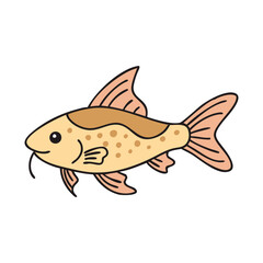 Illustration of corydoras fish drawing, aquarium fish image, pet fish vector, catfish artwork
