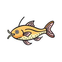 Illustration of a catfish drawing vector, cartoon catfish, catfish art, catfish design, fish art