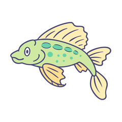 Cartoon fish illustration, cute fish drawing, sea life clip art, aquatic animal graphic design element